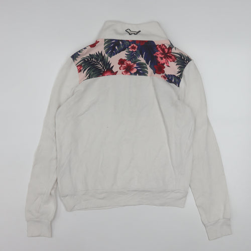 Victoria's Secret PINK Women's White Floral 1/4 Zip Sweatshirt Size M