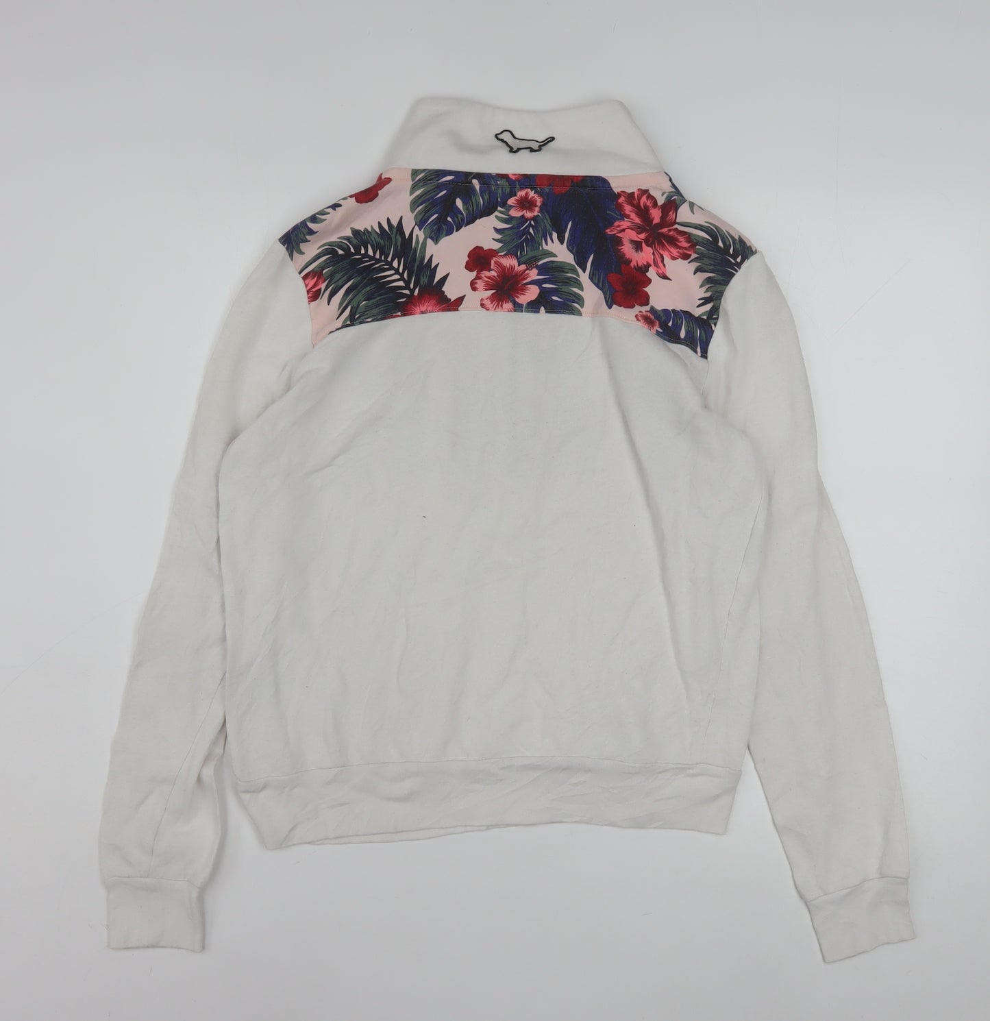 Victoria's Secret PINK Women's White Floral 1/4 Zip Sweatshirt Size M