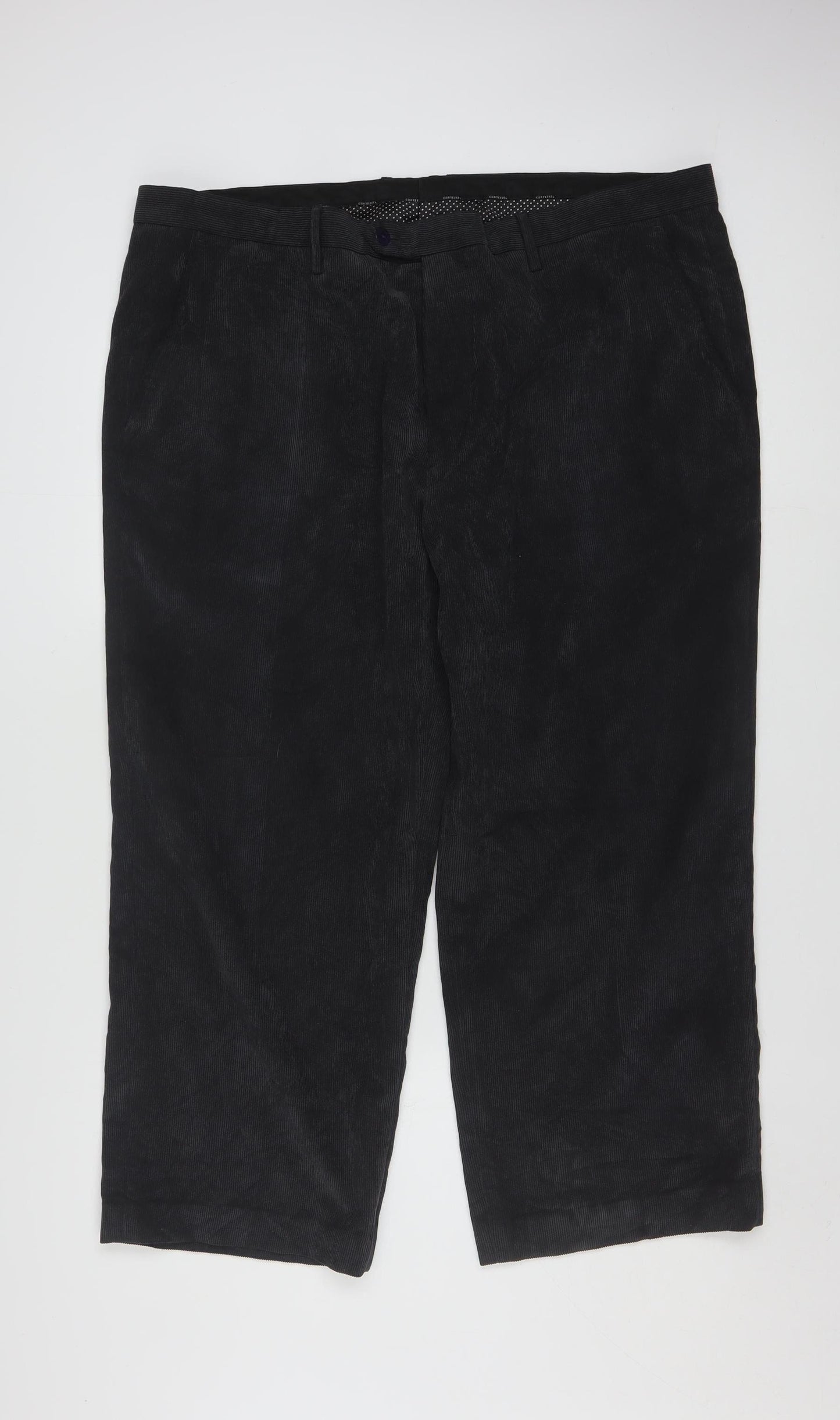 Cortefiel Men's Black Corduroy Chino Trousers Size 2XL 38W