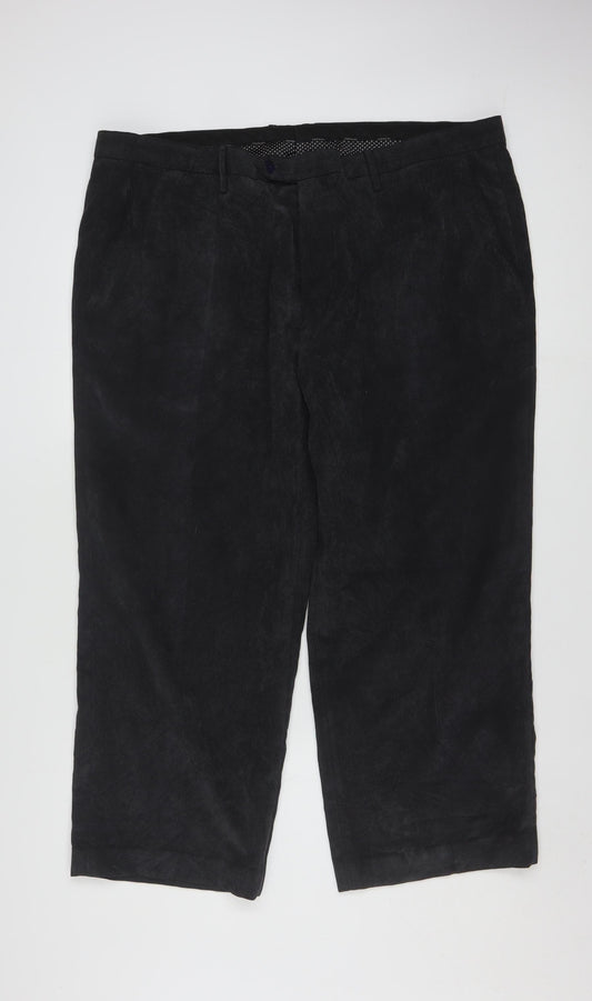 Cortefiel Men's Black Corduroy Chino Trousers Size 2XL 38W