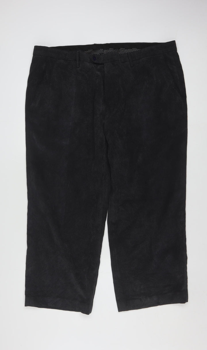 Cortefiel Men's Black Corduroy Chino Trousers Size 2XL 38W