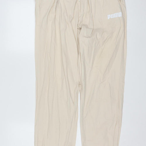 Puma Men Beige Cotton Jogger Trousers XL Regular Fit