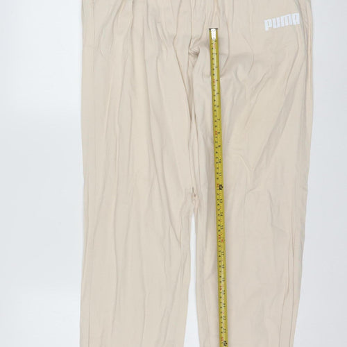 Puma Men Beige Cotton Jogger Trousers XL Regular Fit