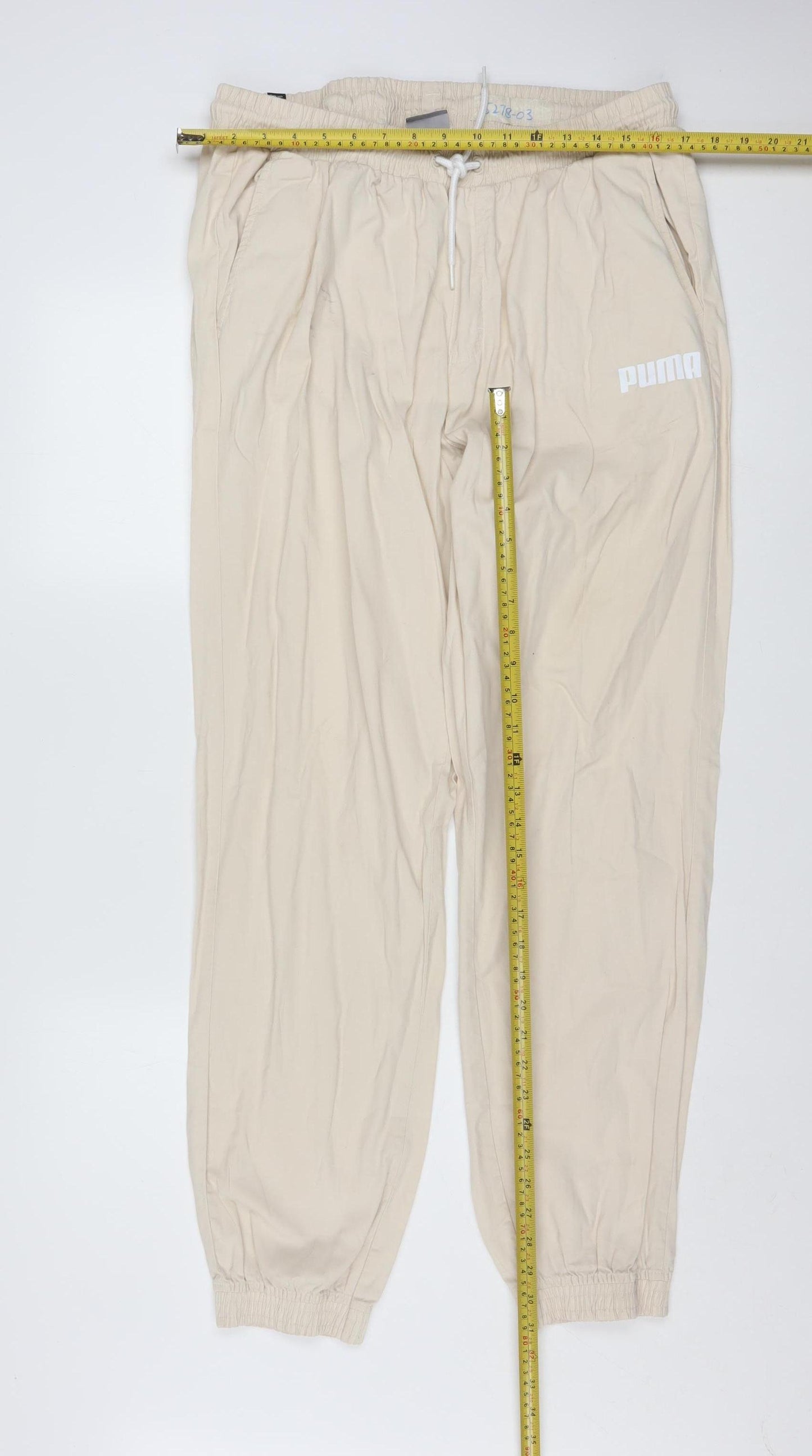 Puma Men Beige Cotton Jogger Trousers XL Regular Fit