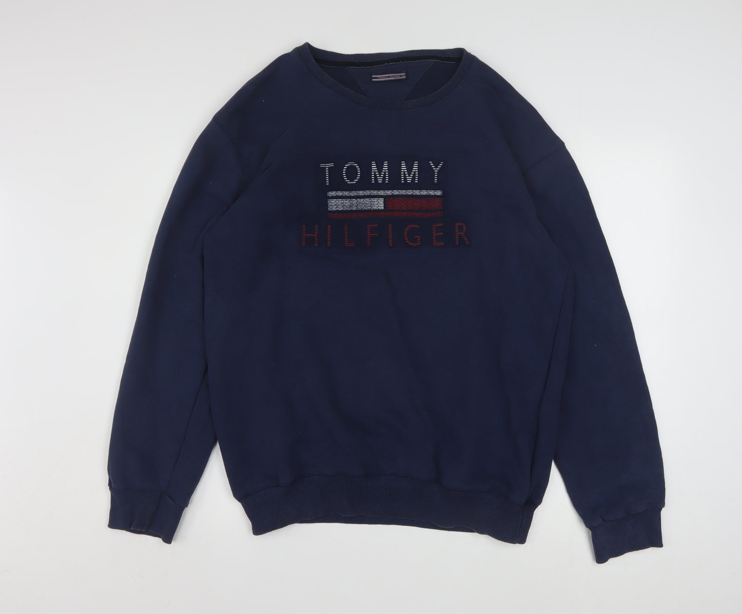 Tommy Hilfiger Men's Blue 2XL Pullover Sweatshirt Crew Neck Embroidered Logo