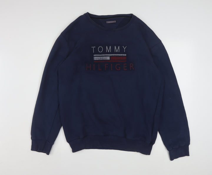 Tommy Hilfiger Men's Blue 2XL Pullover Sweatshirt Crew Neck Embroidered Logo
