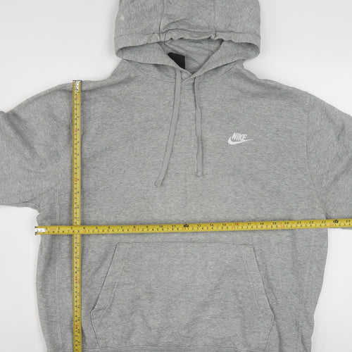 Nike Men’s Grey Pullover Hoodie L Regular Fit Logo Fleece