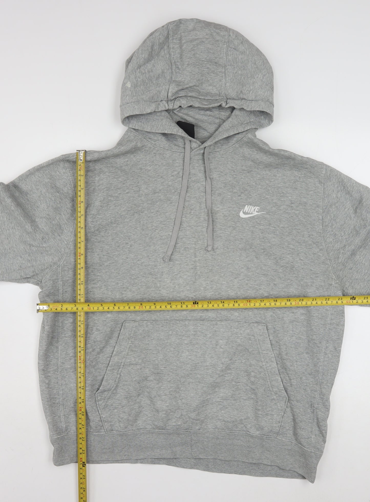 Nike Men’s Grey Pullover Hoodie L Regular Fit Logo Fleece