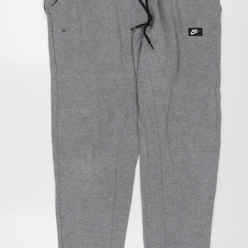 Nike Men's Grey Jogger Trousers M Regular Fit Cotton Blend