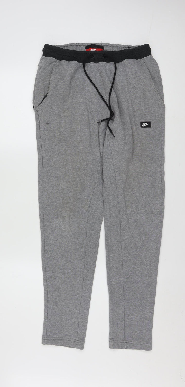 Nike Men's Grey Jogger Trousers M Regular Fit Cotton Blend