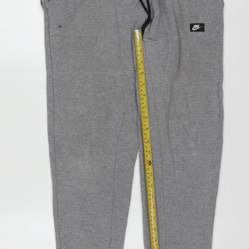 Nike Men's Grey Jogger Trousers M Regular Fit Cotton Blend