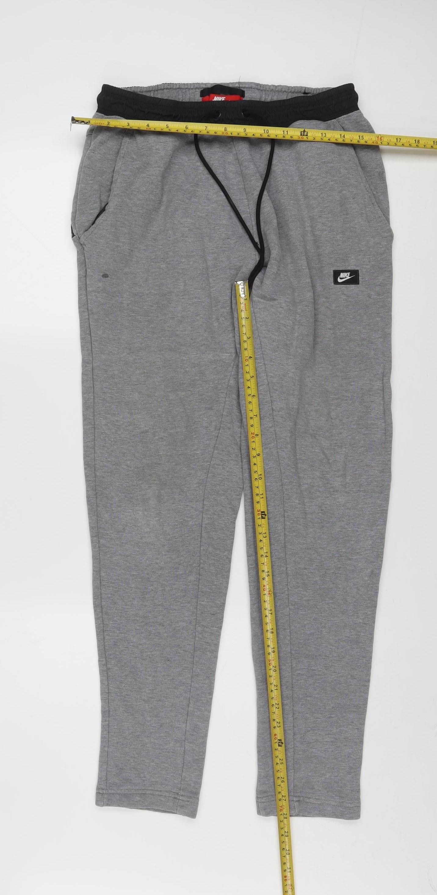 Nike Men's Grey Jogger Trousers M Regular Fit Cotton Blend