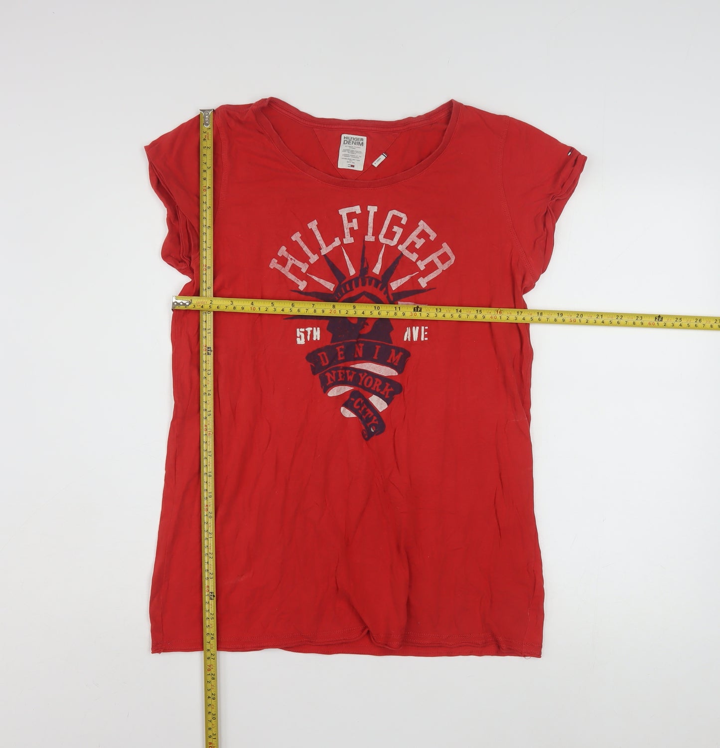 Tommy Hilfiger Women Red XL Basic Cotton T-Shirt Classic Casual
