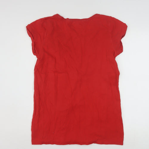 Tommy Hilfiger Women Red XL Basic Cotton T-Shirt Classic Casual