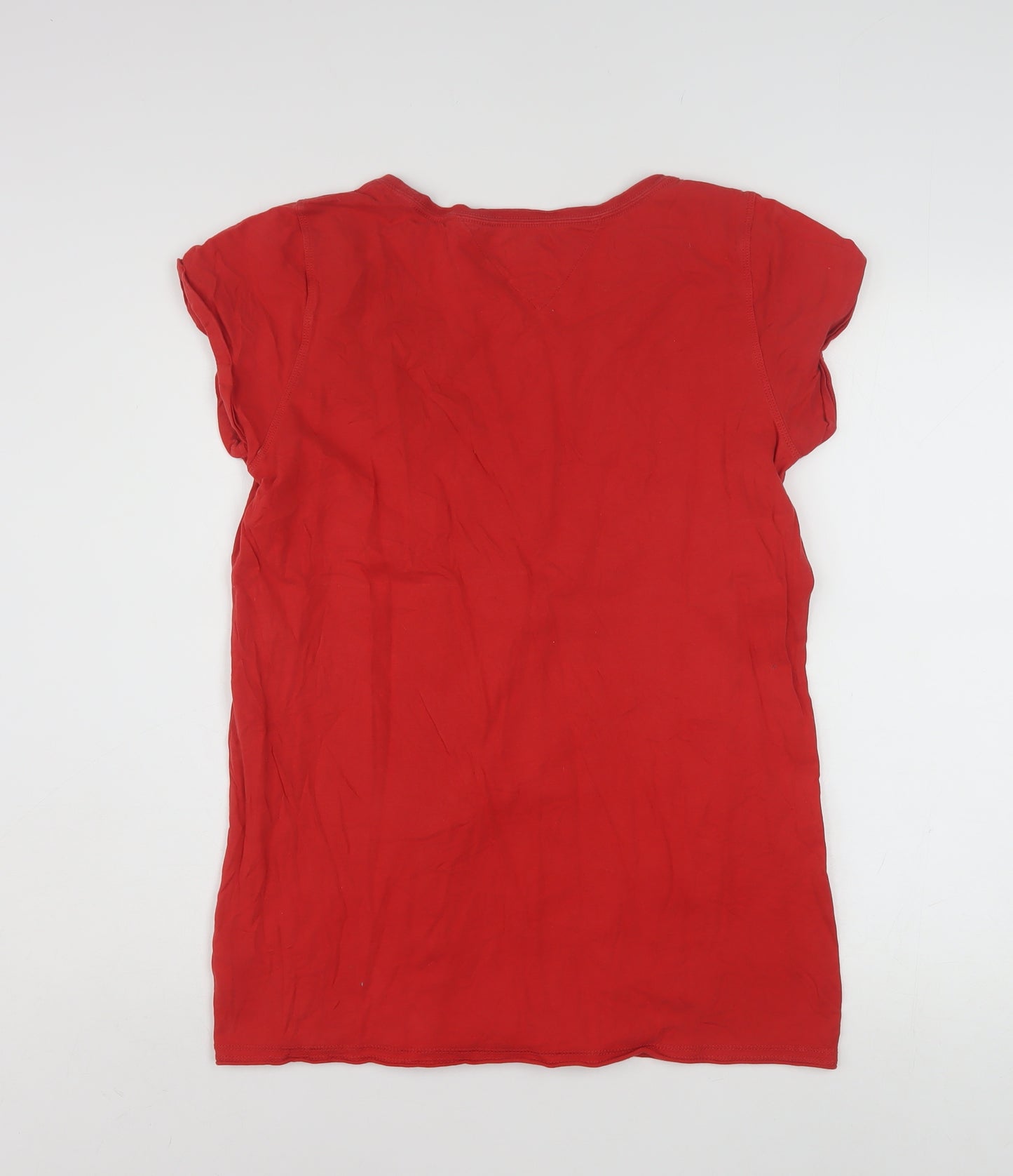 Tommy Hilfiger Women Red XL Basic Cotton T-Shirt Classic Casual