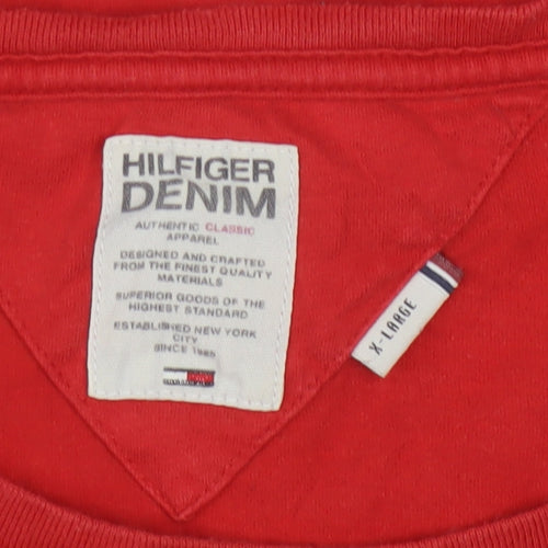 Tommy Hilfiger Women Red XL Basic Cotton T-Shirt Classic Casual