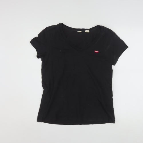 Levi's Women's Black V-Neck Cotton T-Shirt Size M
