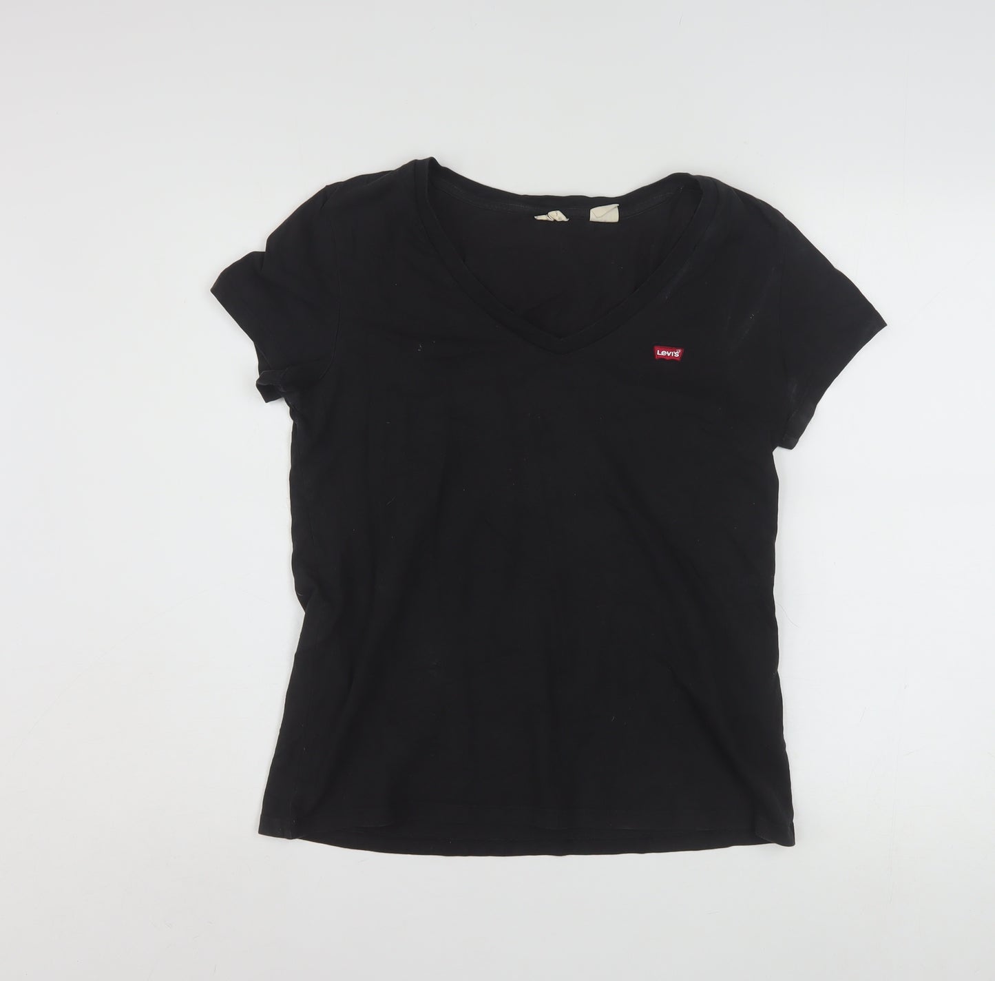 Levi's Women's Black V-Neck Cotton T-Shirt Size M