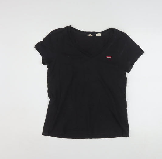Levi's Women's Black V-Neck Cotton T-Shirt Size M