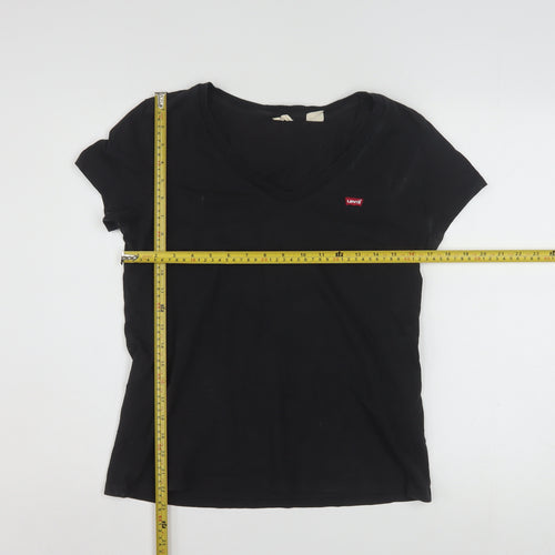 Levi's Women's Black V-Neck Cotton T-Shirt Size M