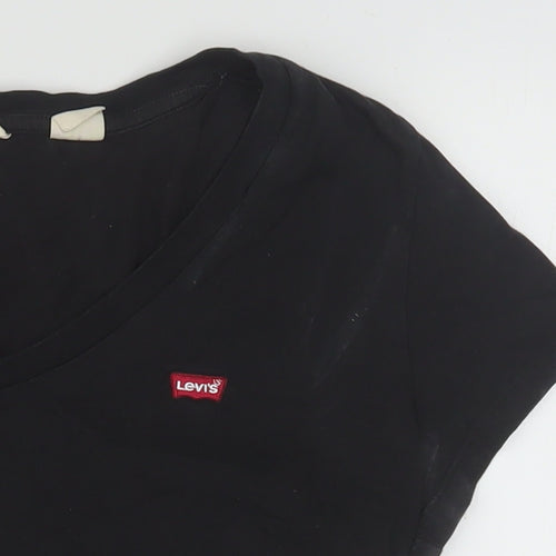 Levi's Women's Black V-Neck Cotton T-Shirt Size M