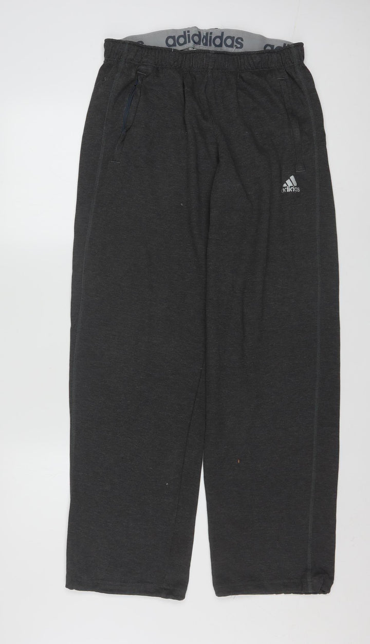 Adidas Men's Grey M Sweatpants Regular Fit Activewear Trousers