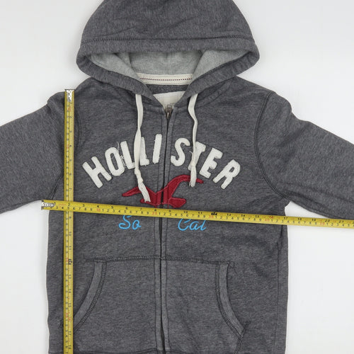 Hollister Women Grey Full Zip Hoodie Medium Embroidered SoCal Logo