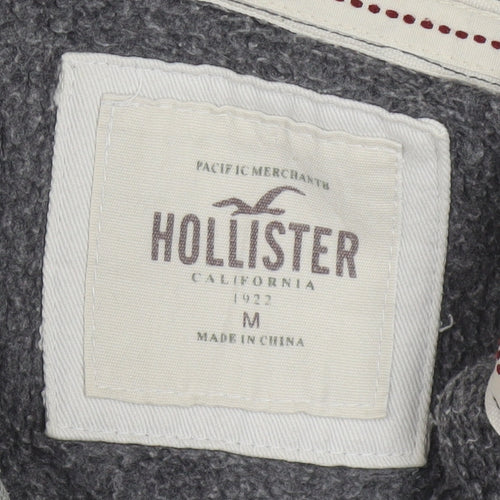 Hollister Women Grey Full Zip Hoodie Medium Embroidered SoCal Logo