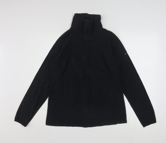 Columbia Womens Black Fleece Pullover Sweatshirt L 1/4 Zip Outdoor