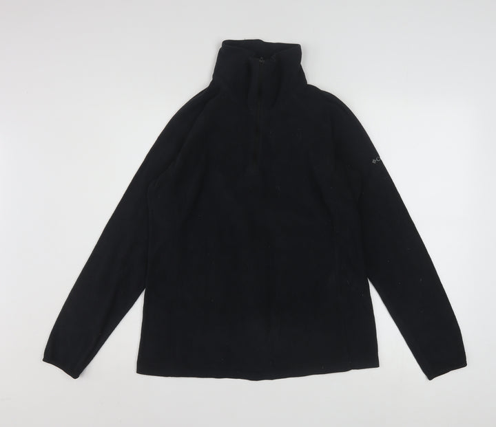 Columbia Womens Black Fleece Pullover Sweatshirt L 1/4 Zip Outdoor