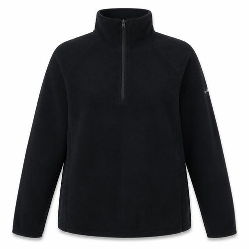 Columbia Womens Black Fleece Pullover Sweatshirt L 1/4 Zip Outdoor