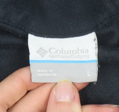 Columbia Womens Black Fleece Pullover Sweatshirt L 1/4 Zip Outdoor