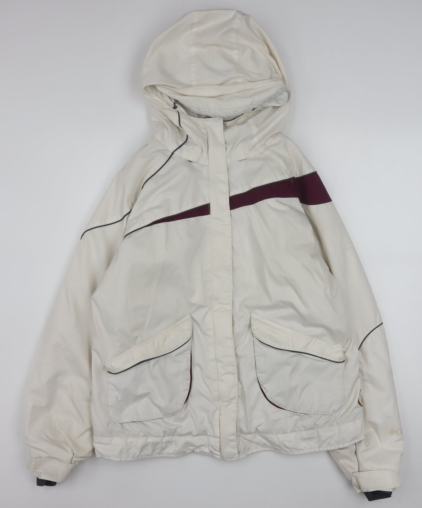 Columbia Women's Cream Hooded Puffer Jacket L Waterproof Winter Coat