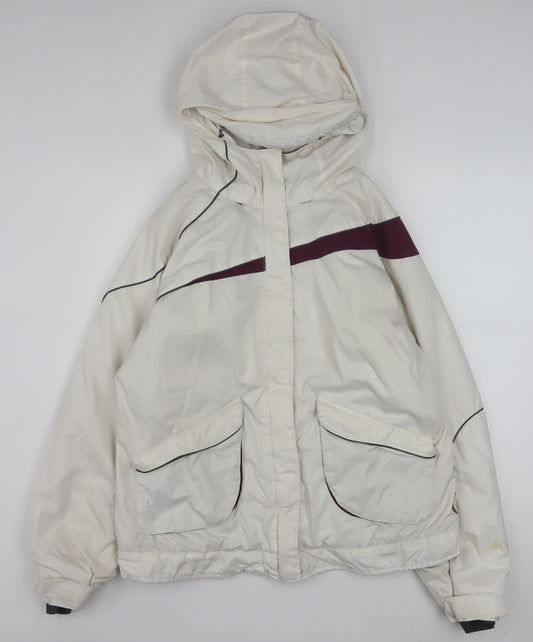 Columbia Women's Cream Hooded Puffer Jacket L Waterproof Winter Coat