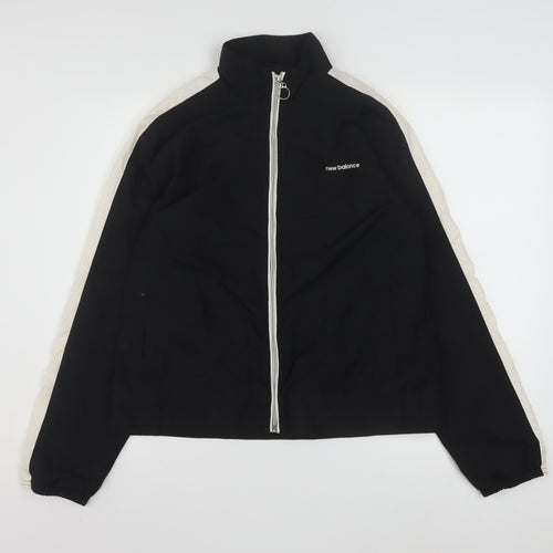 New Balance Womens Black L Windbreaker Jacket with Zip Pockets