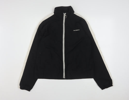 New Balance Womens Black L Windbreaker Jacket with Zip Pockets