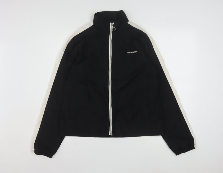 New Balance Womens Black L Windbreaker Jacket with Zip Pockets