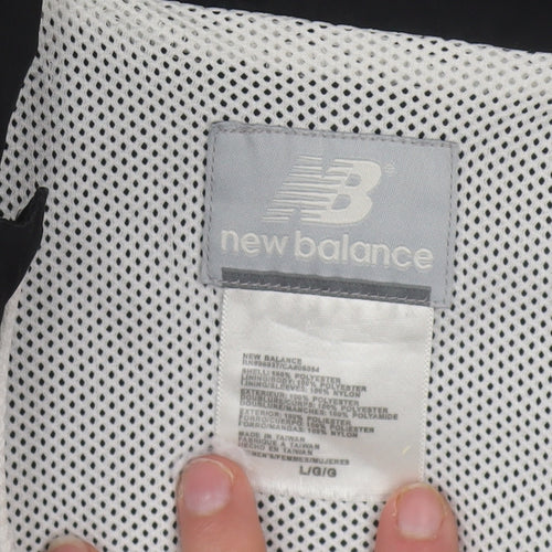 New Balance Womens Black L Windbreaker Jacket with Zip Pockets