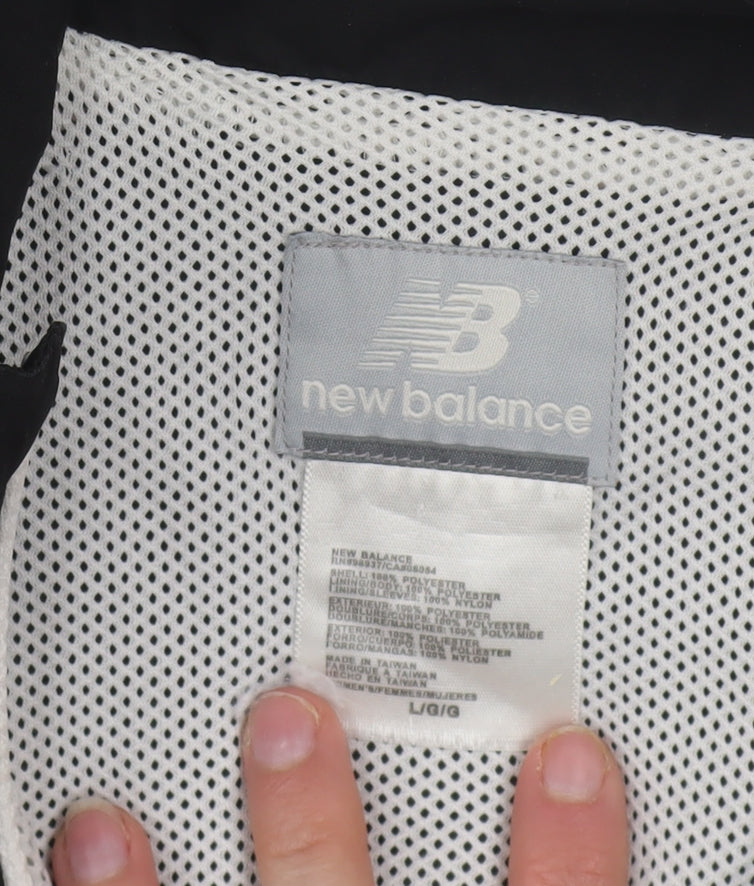 New Balance Womens Black L Windbreaker Jacket with Zip Pockets
