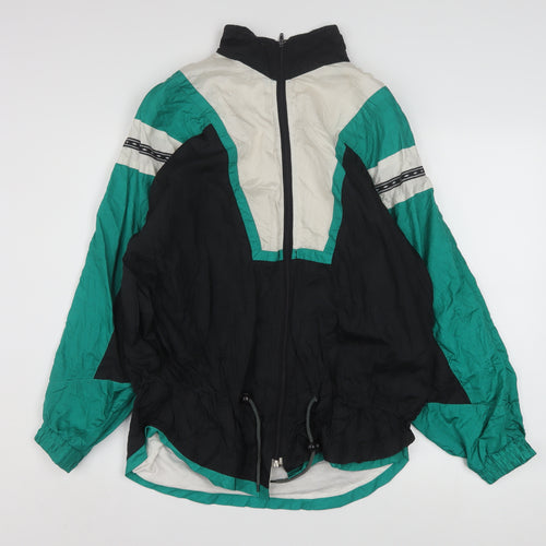 Sunterra Men’s Black Green White 90s Windbreaker Jacket Size S Retro