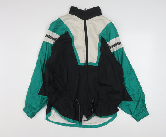 Sunterra Men’s Black Green White 90s Windbreaker Jacket Size S Retro