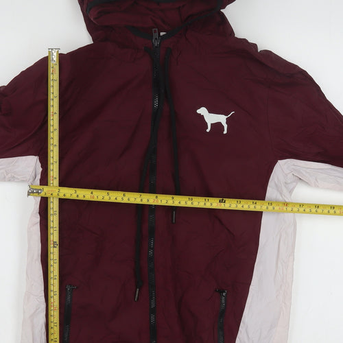 Victoria's Secret PINK Women's Red Windbreaker Jacket XS Hooded Zip Casual