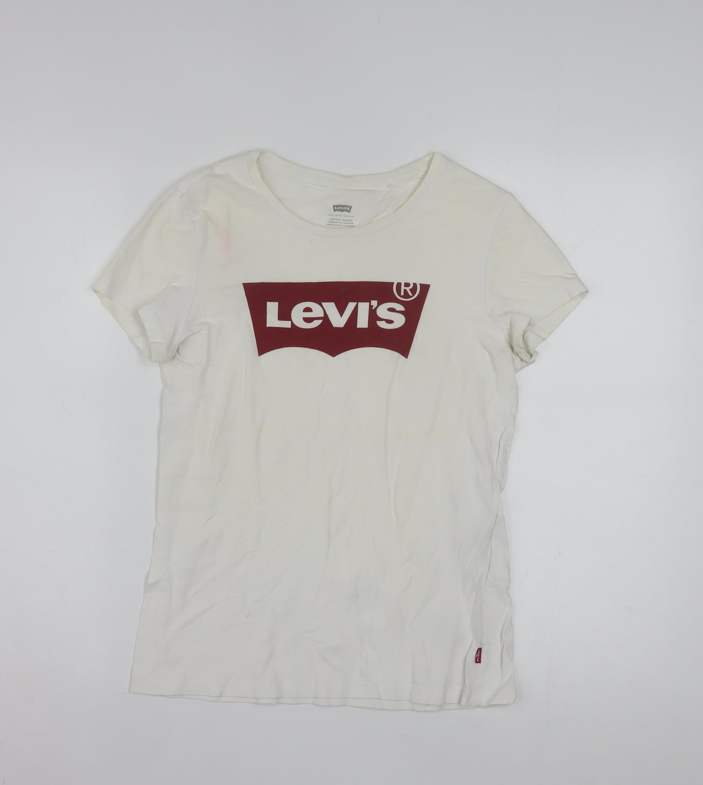 Levi's Womens White Logo Crew Neck Short Sleeve Cotton T-Shirt S