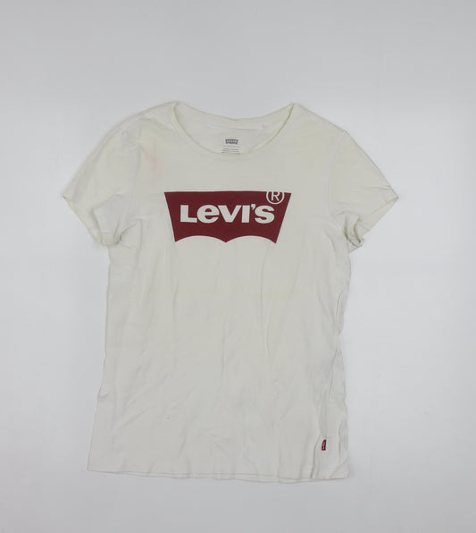 Levi's Womens White Logo Crew Neck Short Sleeve Cotton T-Shirt S