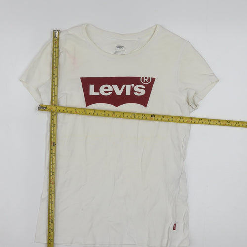 Levi's Womens White Logo Crew Neck Short Sleeve Cotton T-Shirt S