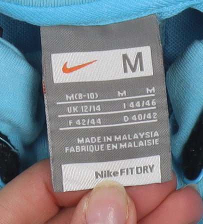 Nike Women's Blue Track Jacket Size 12 Full Zip Athletic Fit