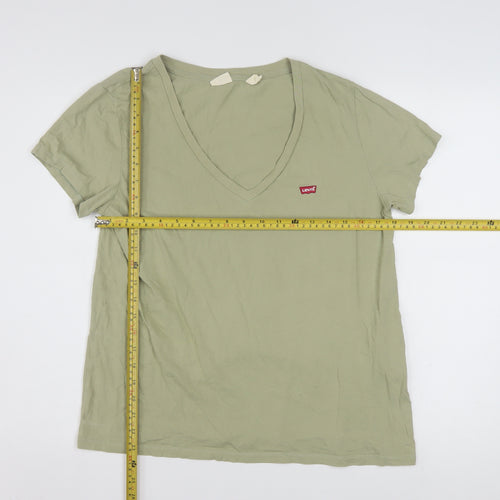Levi's Womens Green V-Neck Short Sleeve Cotton T-Shirt M