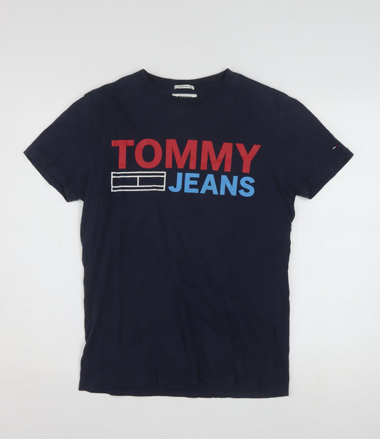 Tommy Jeans Men's Navy XS Regular Fit Graphic Cotton T-Shirt