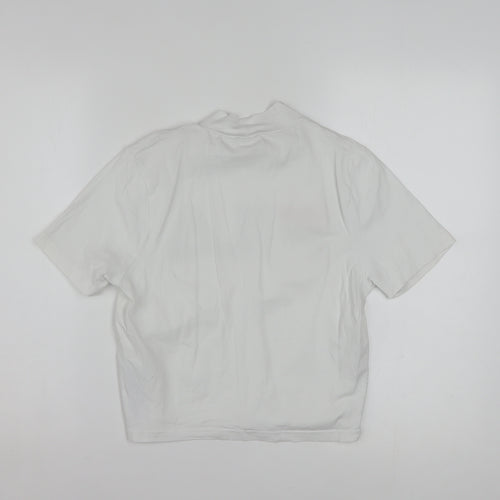 FILA Women's White Cropped T-Shirt High Neck Short Sleeve M