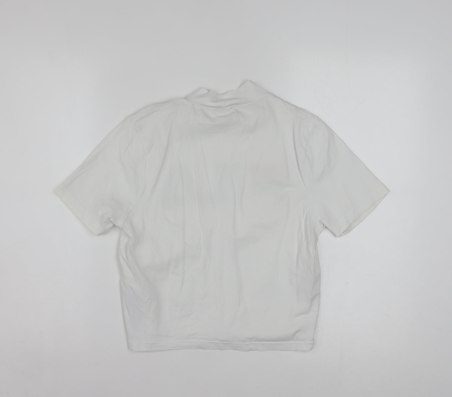 FILA Women's White Cropped T-Shirt High Neck Short Sleeve M
